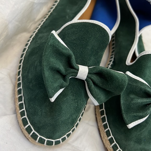 Bow espadrilles size 41 By Espadrille Creation France emerald color suede - Picture 2 of 5
